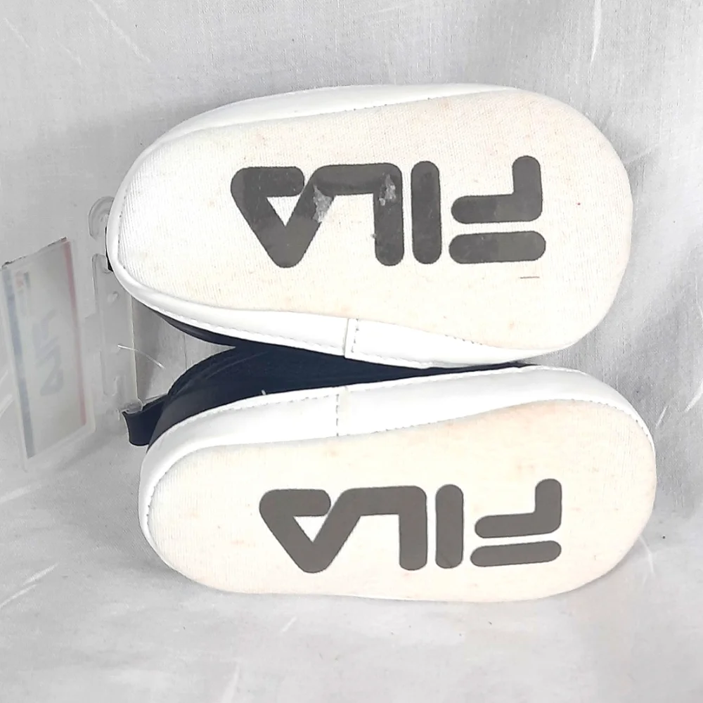 Fila Baby Crib Shoes Size 6-12 Months Black White NEW